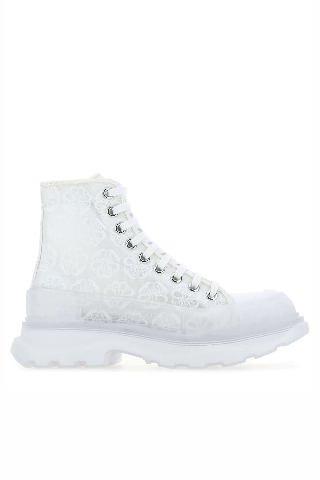 Alexander McQueen Tread Slick Boots White Transparent Florals