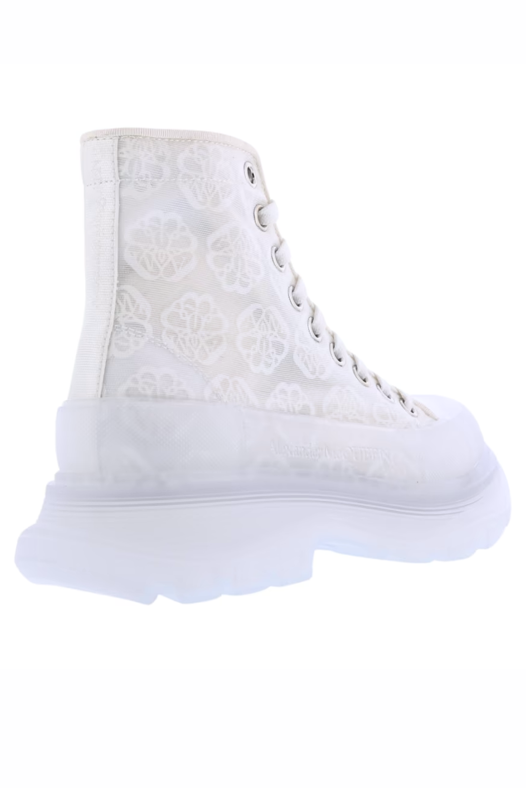 Alexander McQueen Tread Slick Boots White Transparent Florals