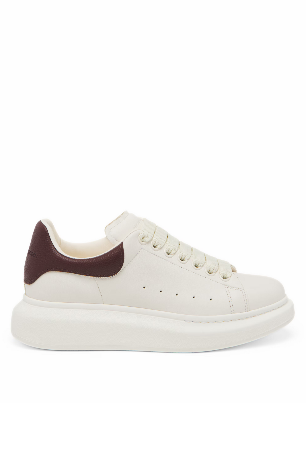 Alexander McQueen Exaggerate Sole Leather Sneaker Off White Bordeaux Women