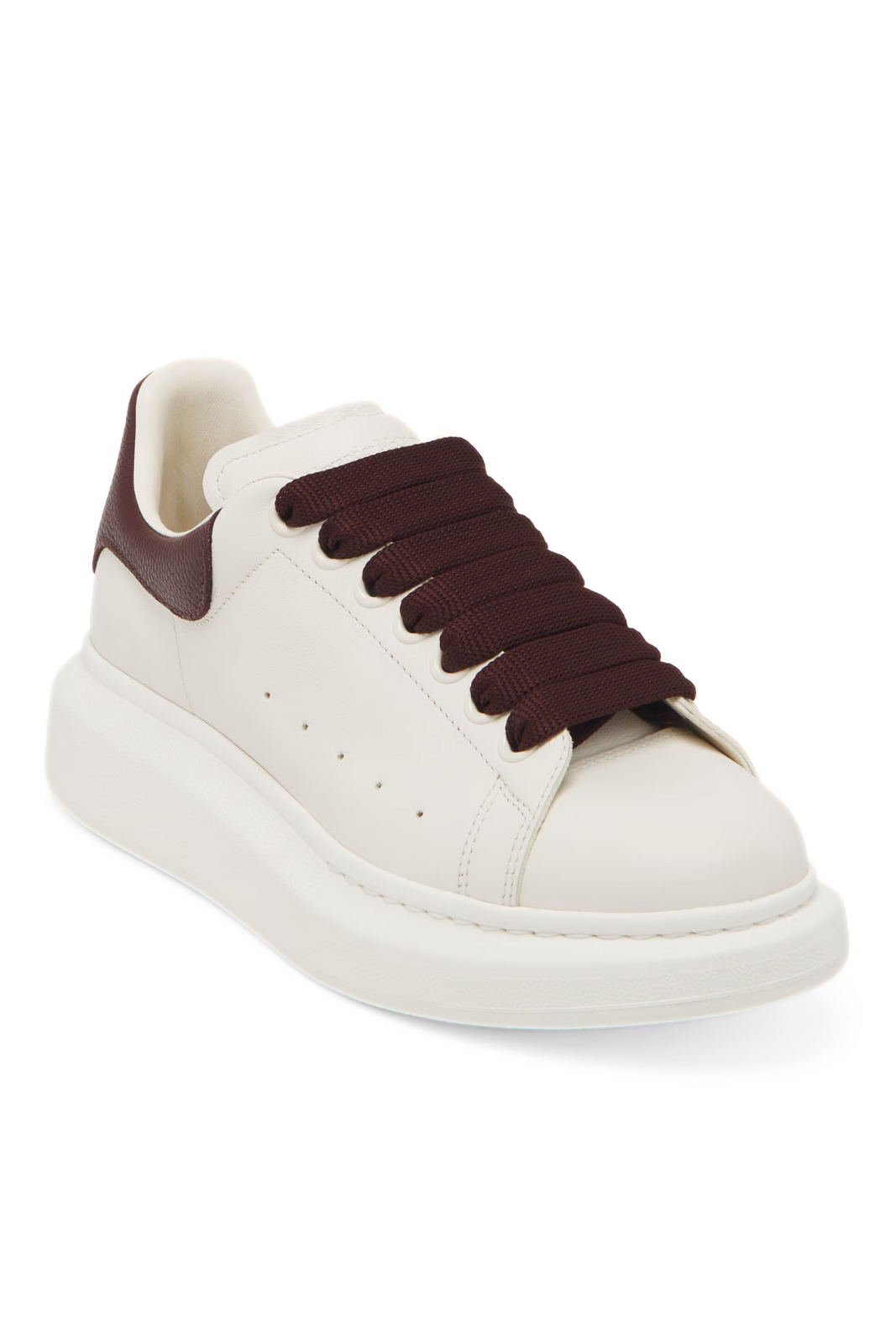 Alexander McQueen Exaggerate Sole Leather Sneaker Off White Bordeaux Women