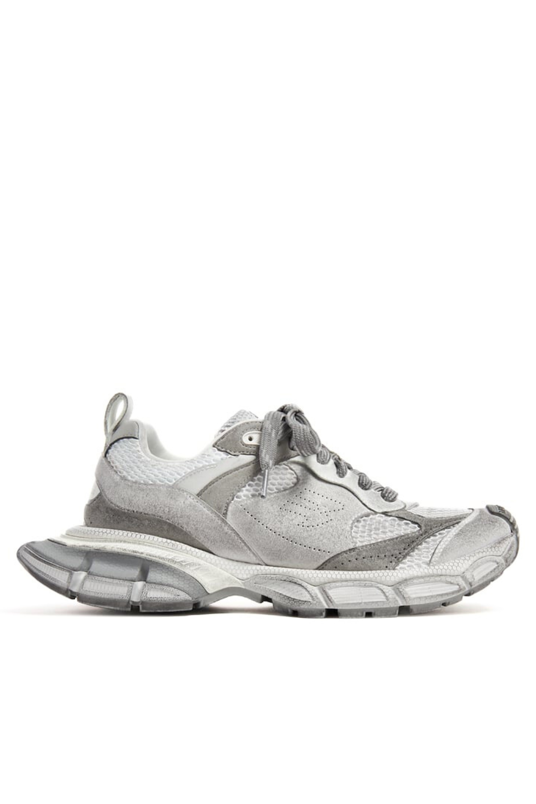 Balenciaga 3xl Distressed Faux Suede And Mesh Men Sneakers In Grey