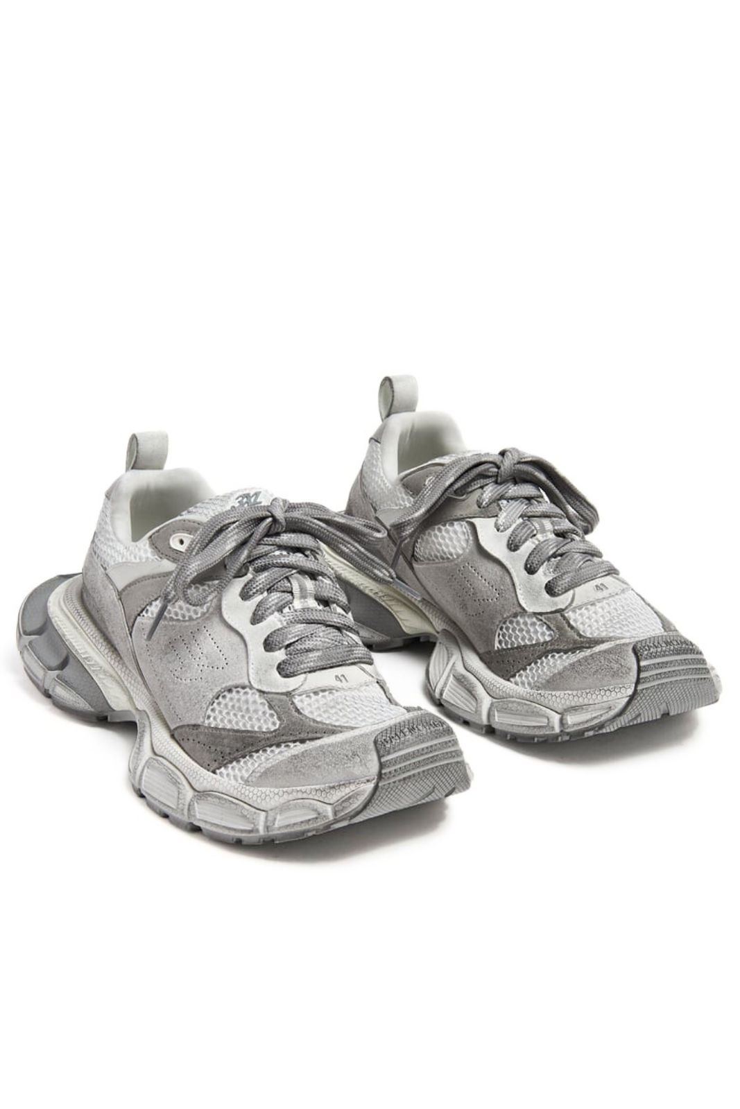 Balenciaga 3xl Distressed Faux Suede And Mesh Men Sneakers In Grey