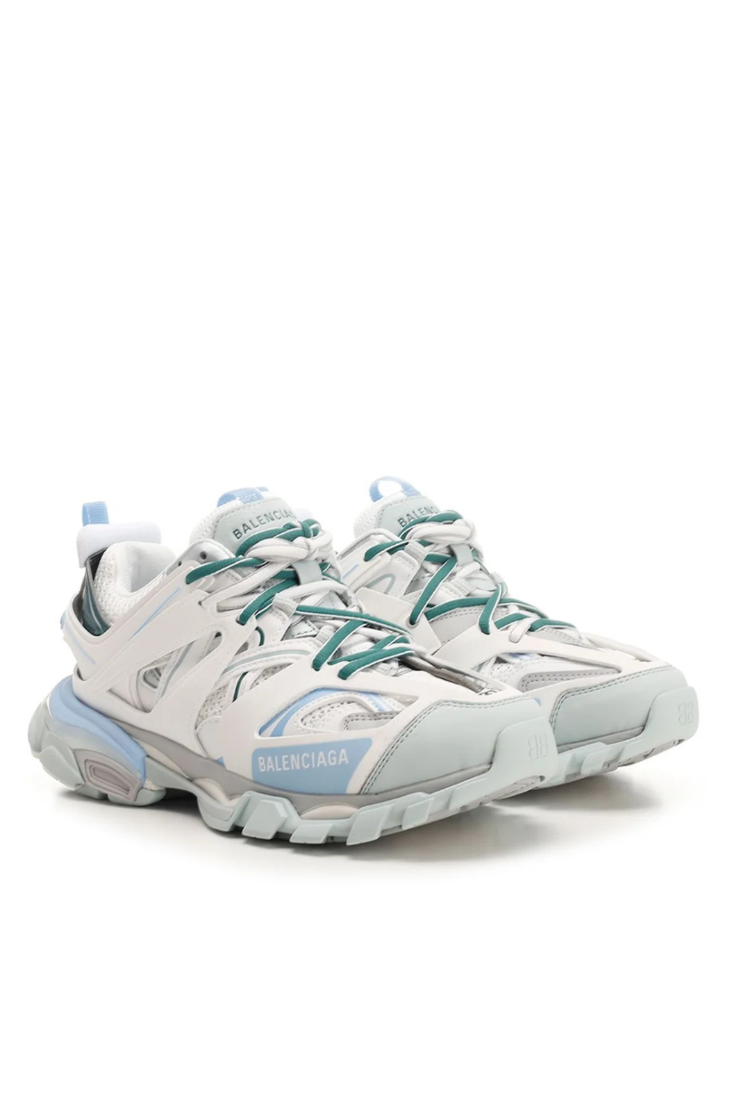 Balenciaga Wmns Track Lace-Up Sneakers White Grey Green Blue