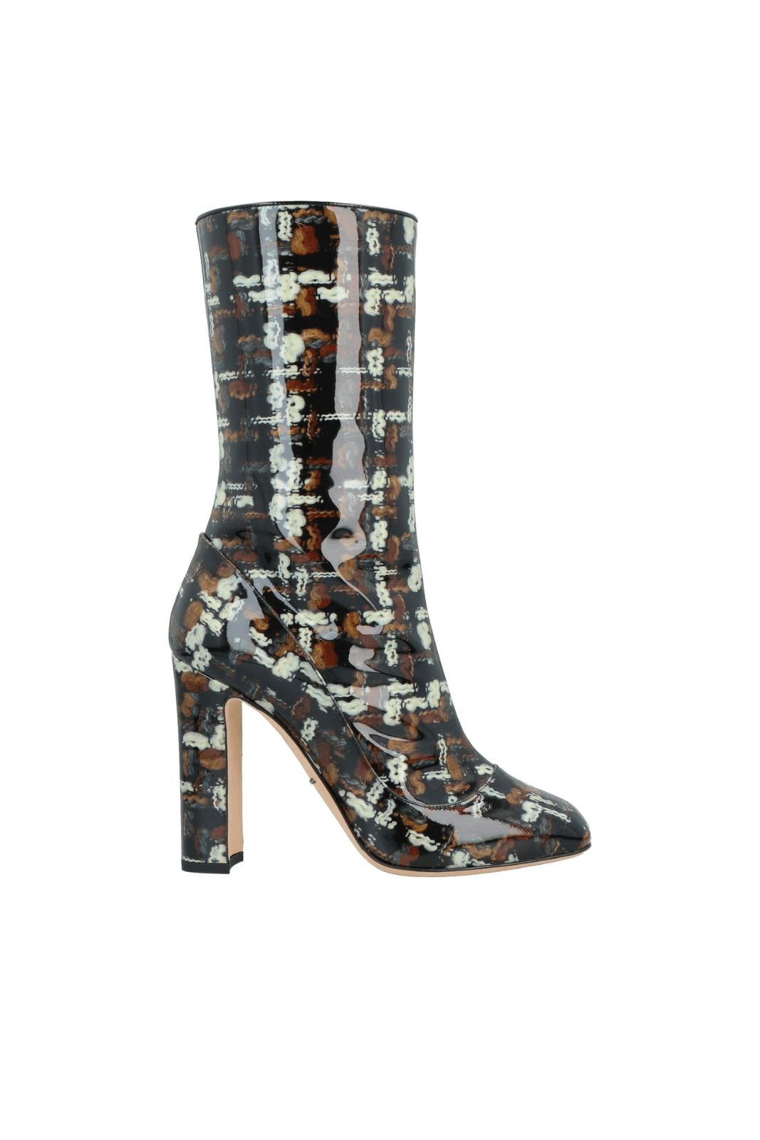 Dolce & Gabbana Rain Calf Leather Shoes Tweed Fantasia Women