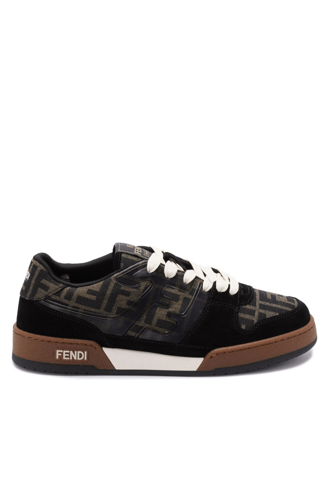 Fendi Match Leather Low Top Logo Print Sneakers Brown Exclusiv la Finery Boutique