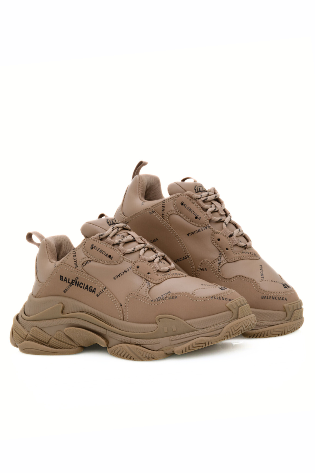 Balenciaga Allover Logo Triple S Brown man Sneakers
