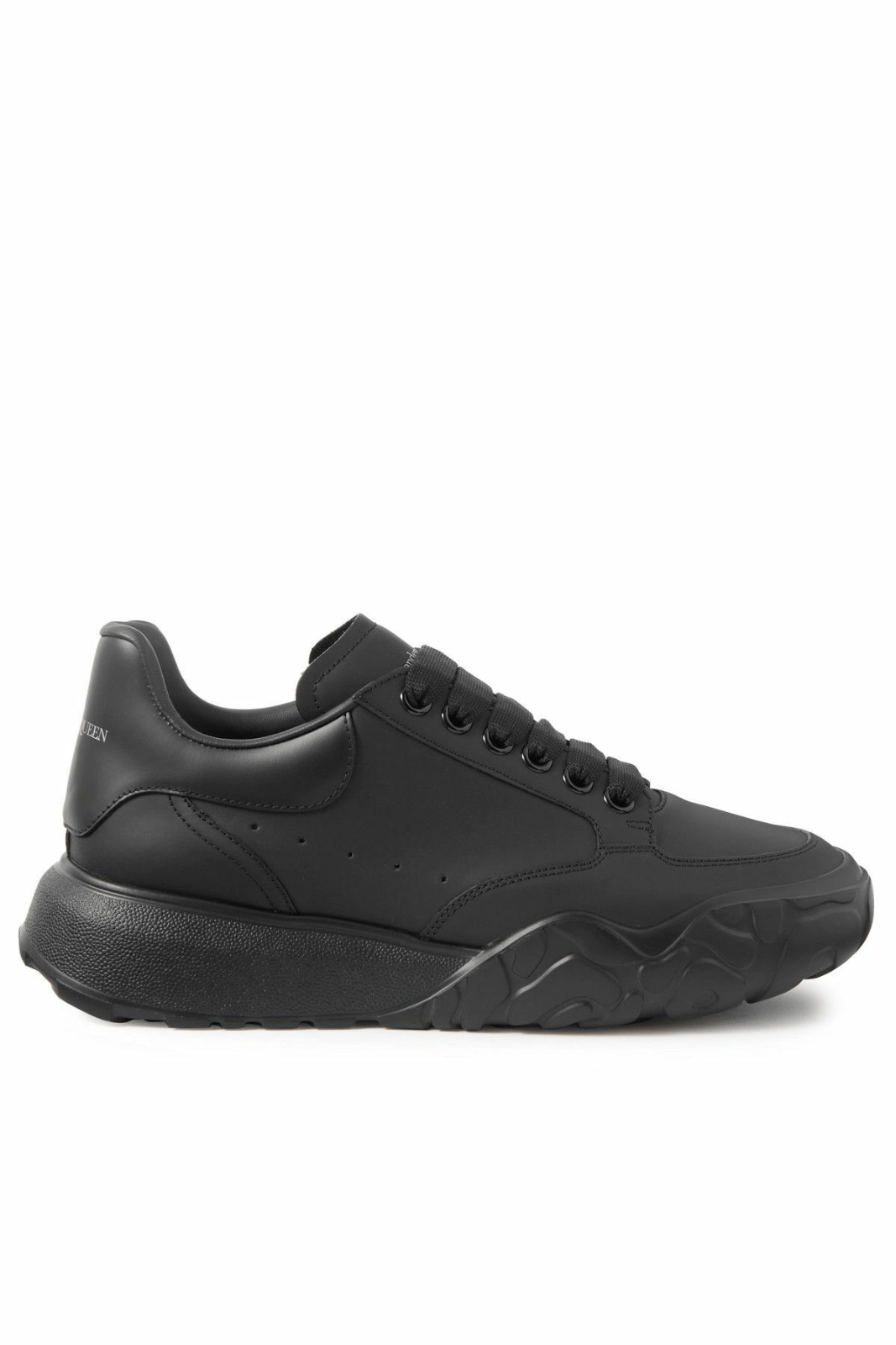 Alexander McQueen Court Exaggerated Sole Leather Sneakers Black