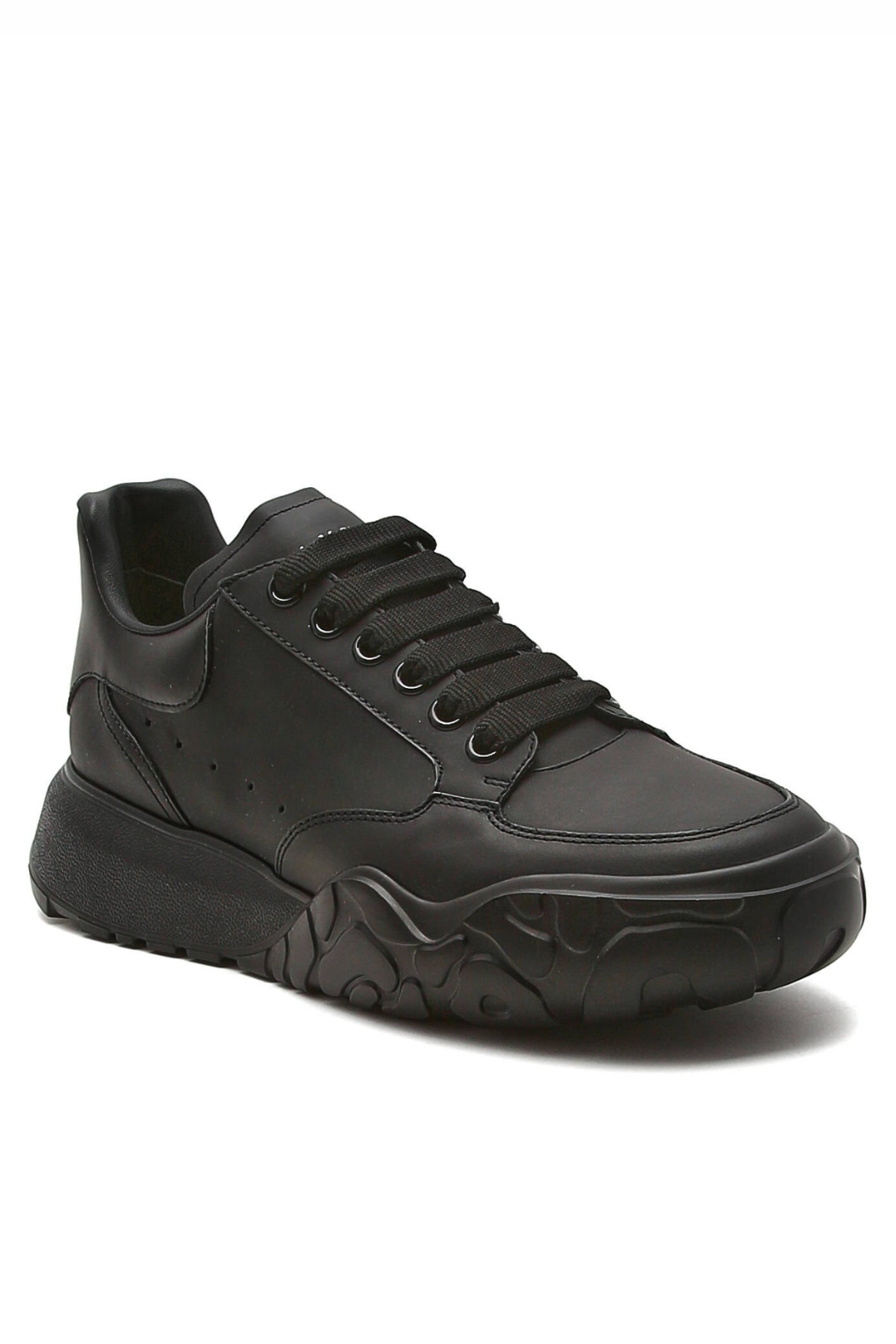 Alexander McQueen Court Exaggerated Sole Leather Sneakers Black