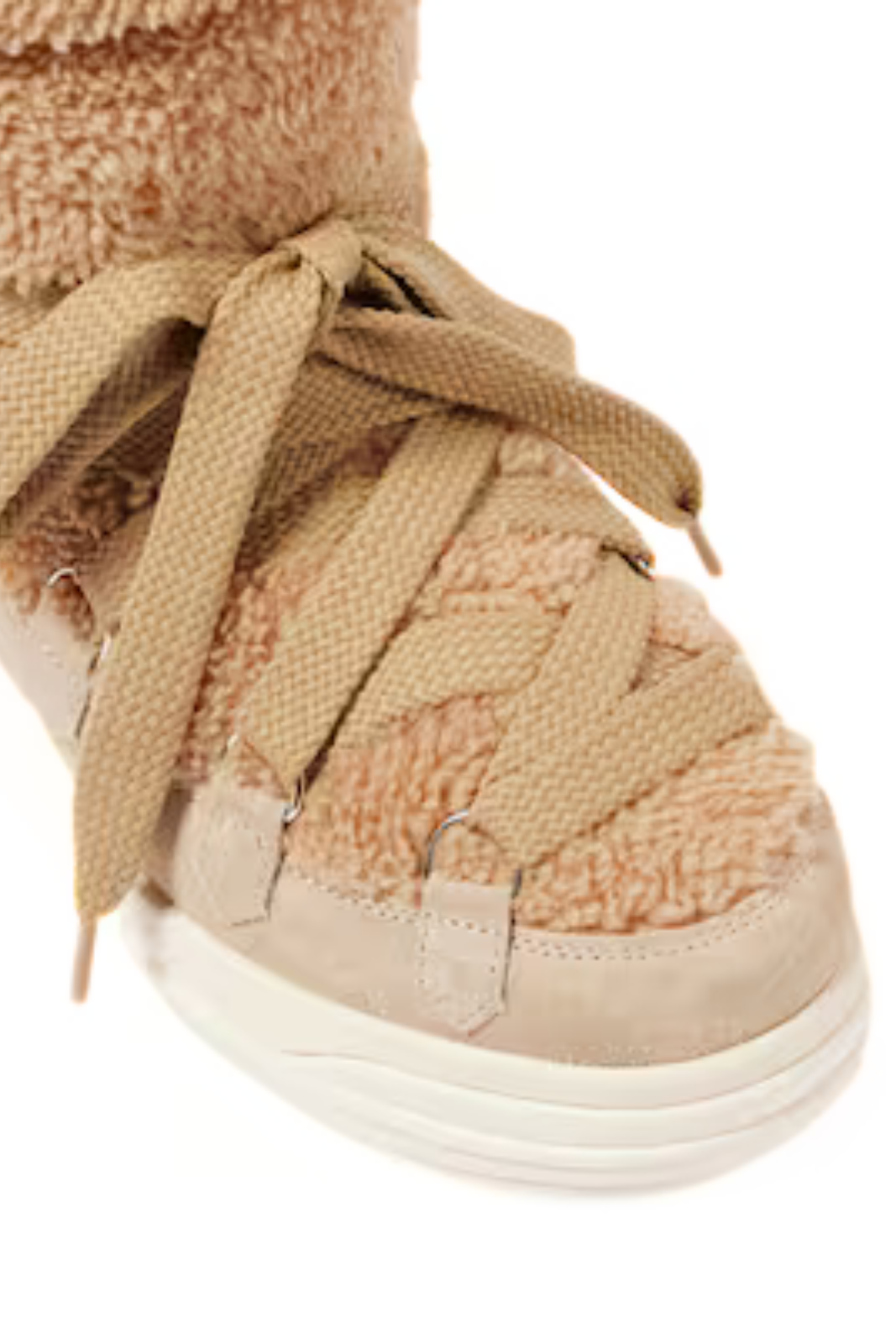 Moncler Insolux suede and faux fur snow boots beige for women