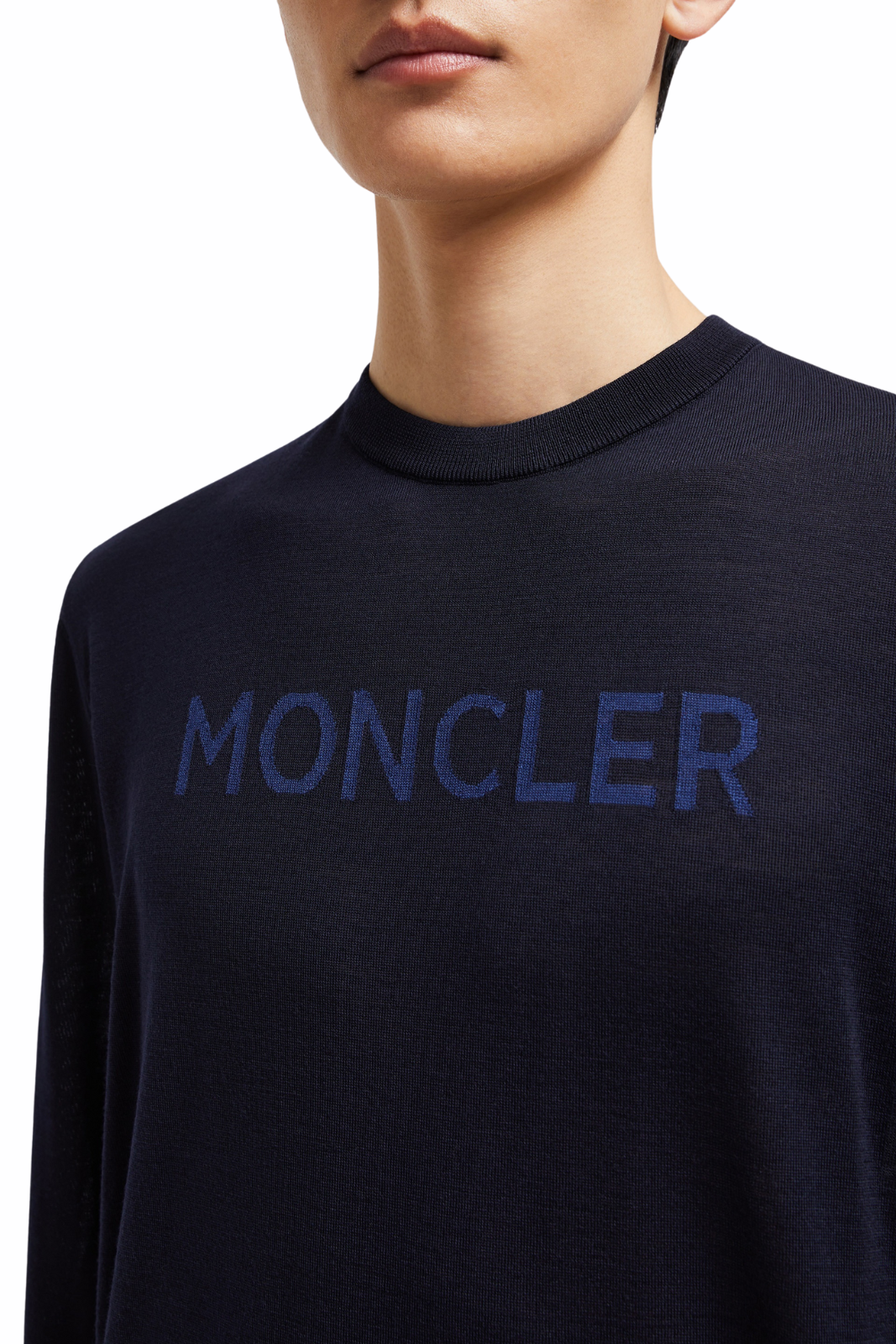 Moncler Logo Wool Sweater Dark Blue
