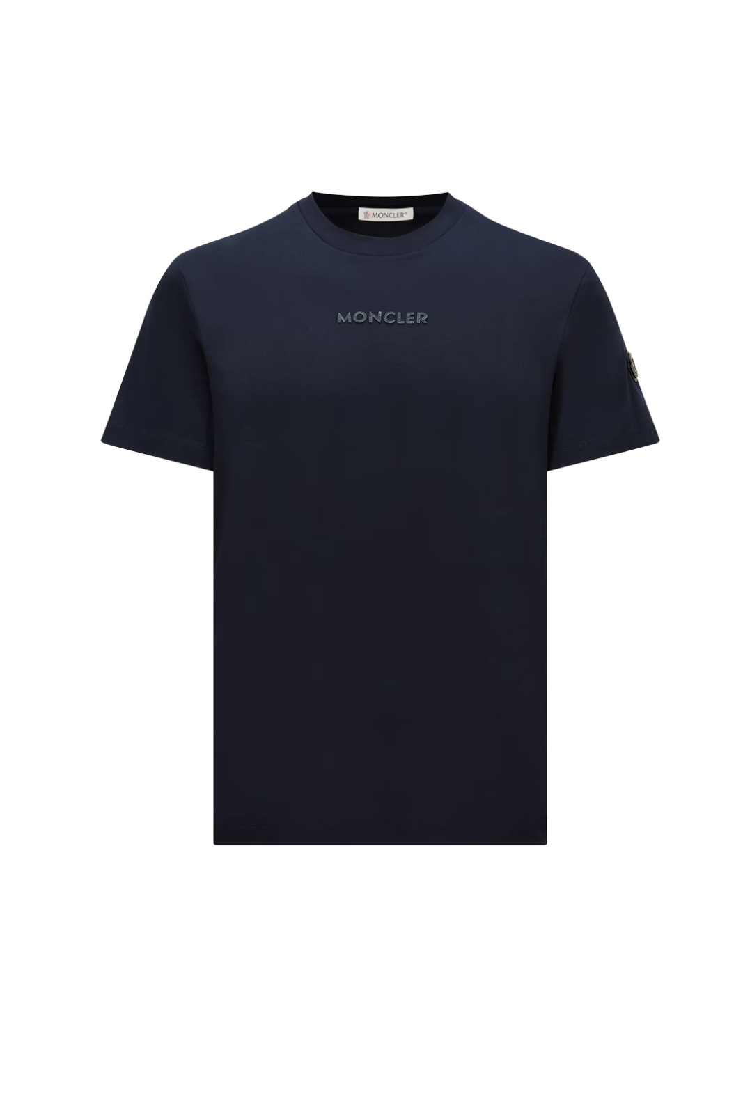 Moncler Patch Logo Cotton T-shirt Navy blue | Exclusiv la Finery Moncler Patch Logo Cotton T-shirt Navy blue | Exclusiv la Finery