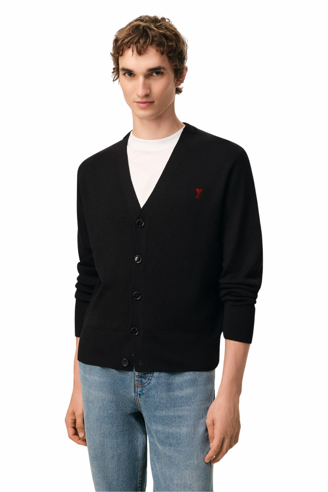 Ami Paris Black Wool Ami De Coeur Cardigan