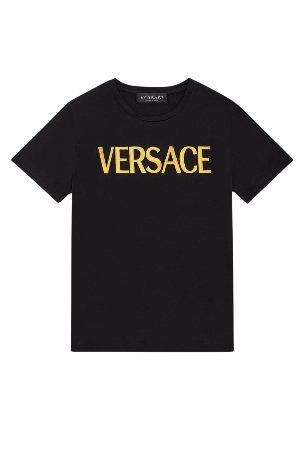 Versace Logo Embroidered  Black Orange Man T-Shirt