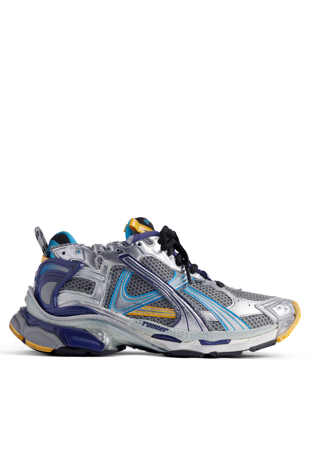 Balenciaga Men's Runner Sneaker in Grey blue orange aqua