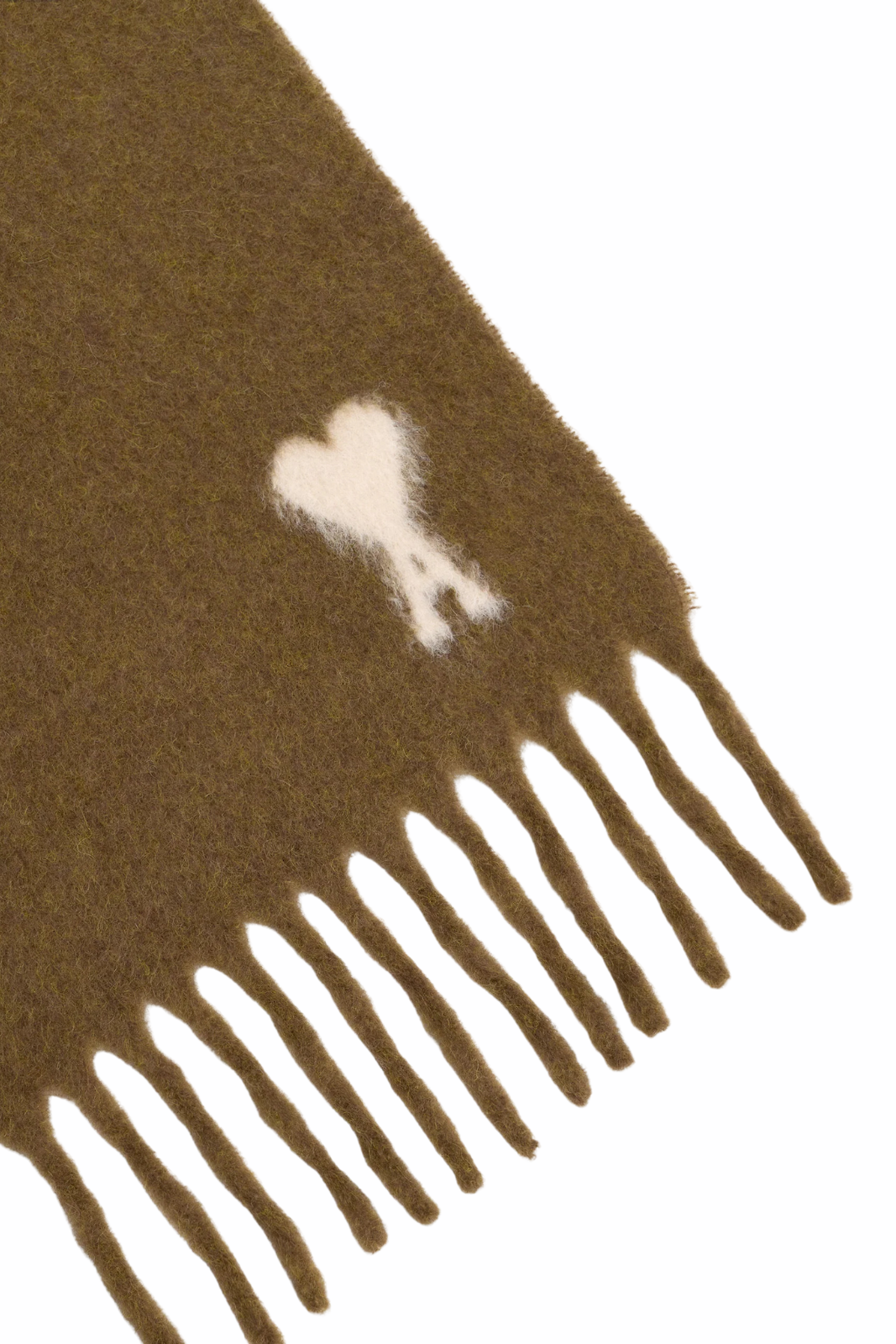 Ami Paris Brown Alpaca Off White Ami De Coeur Scarf