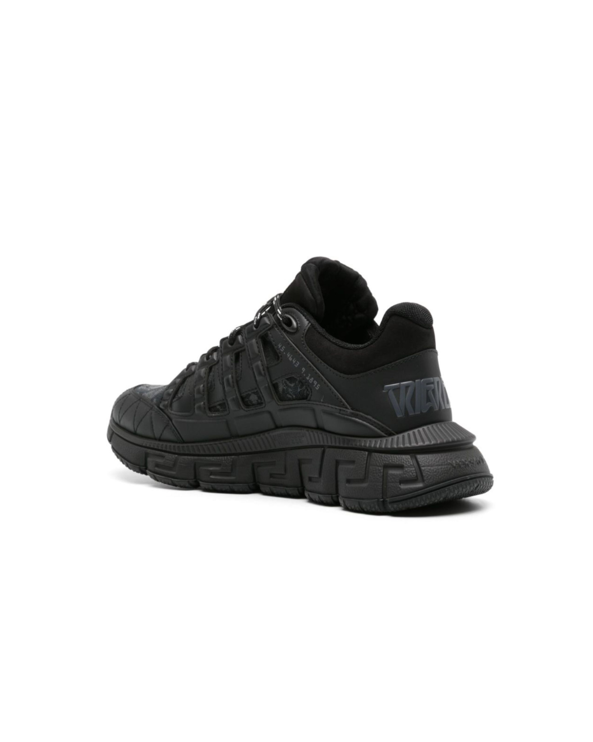 Versace Trigreca Barocco-jacquard caged Black sneakers