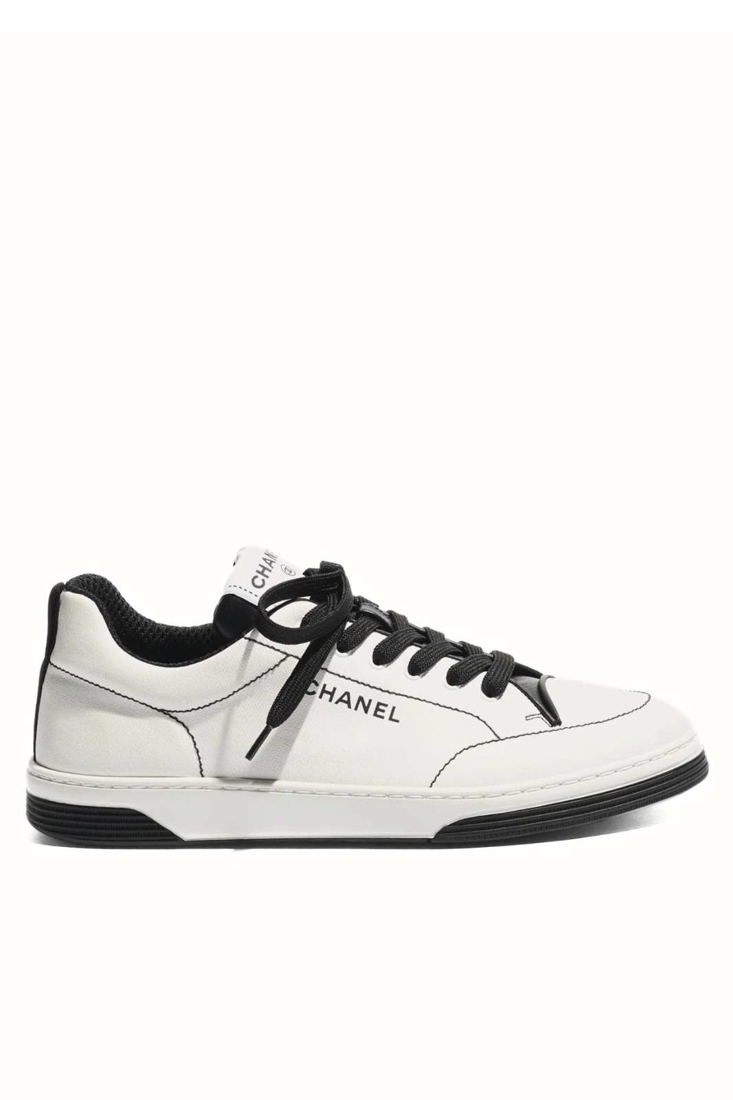 Chanel Trainers Sneaker Cotton White And Black