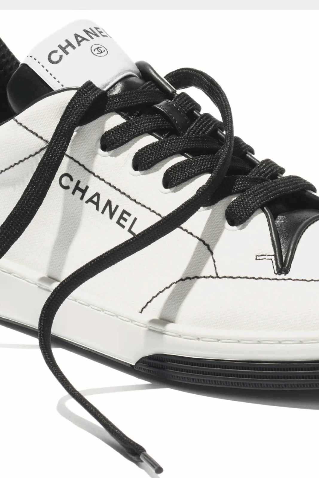Chanel Trainers Sneaker Cotton White And Black