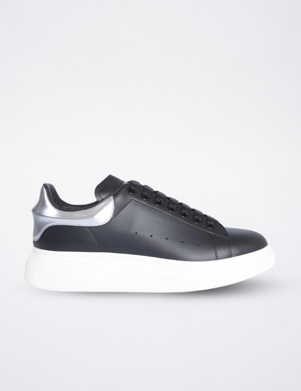 ALEXANDER MCQUEEN Black & Silver Spine Heel Sneakers