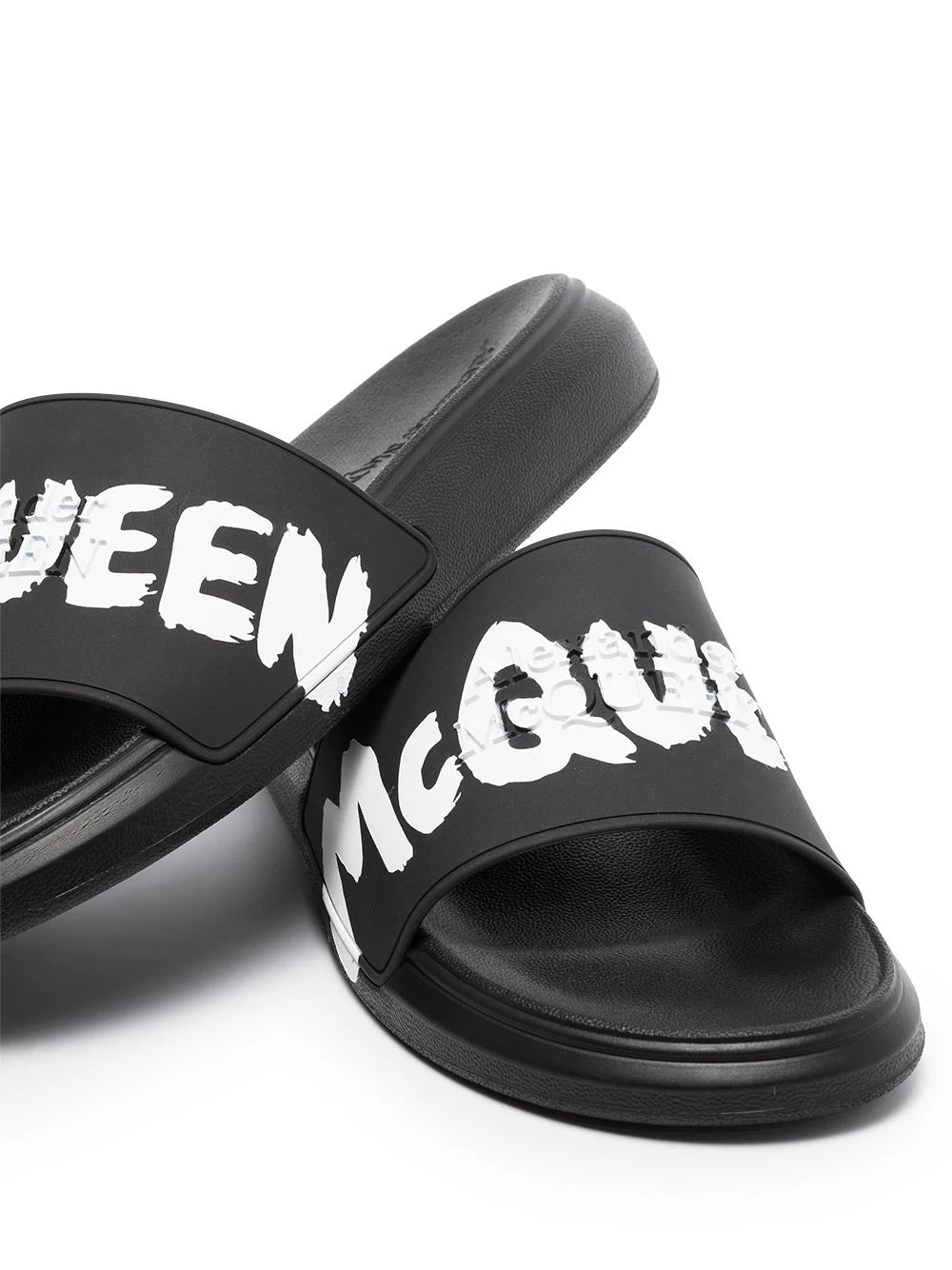 Alexander McQueen graffiti-logo slip-on slides1