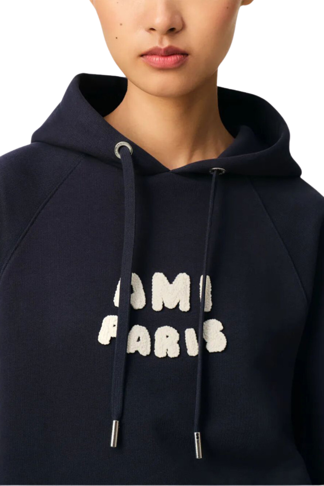 Ami Paris boxy logo hoodie Navy Blue Unisex