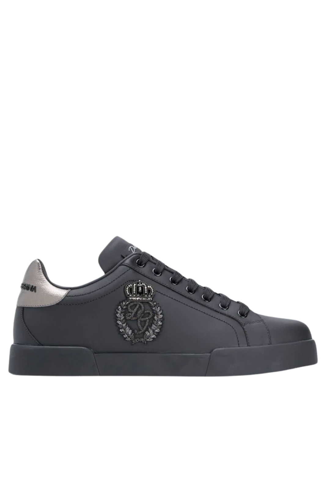 Dolce & Gabbana Portofino Black crown-patch leather sneakers