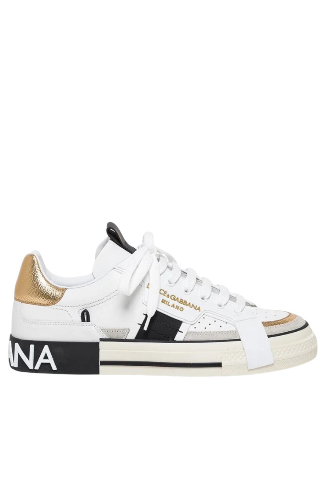 Dolce & Gabbana Portofino 2.Zero Lace-Up Sneakers White/Black/Gold for men