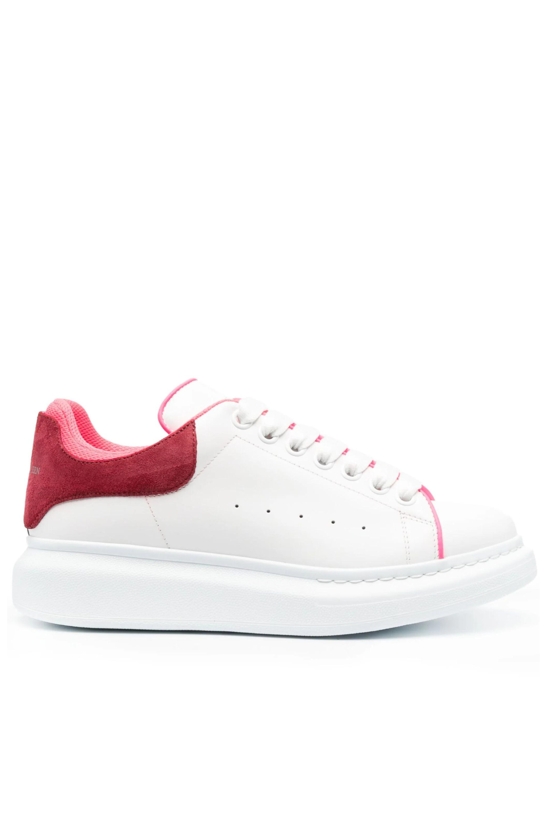 Alexander McQueen lace-up low-top double heeled white/red sneakers