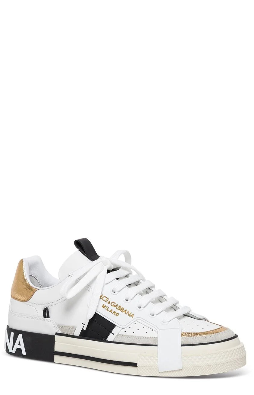 Dolce & Gabbana Portofino 2.Zero Lace-Up Sneakers White/Black/Gold for men