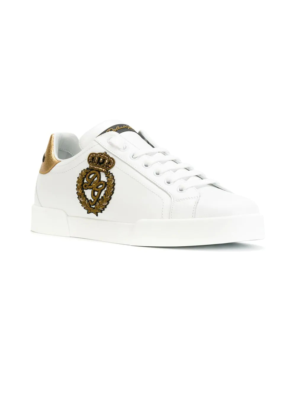 Dolce & Gabbana Portofino White Crown-Patch leather sneakers