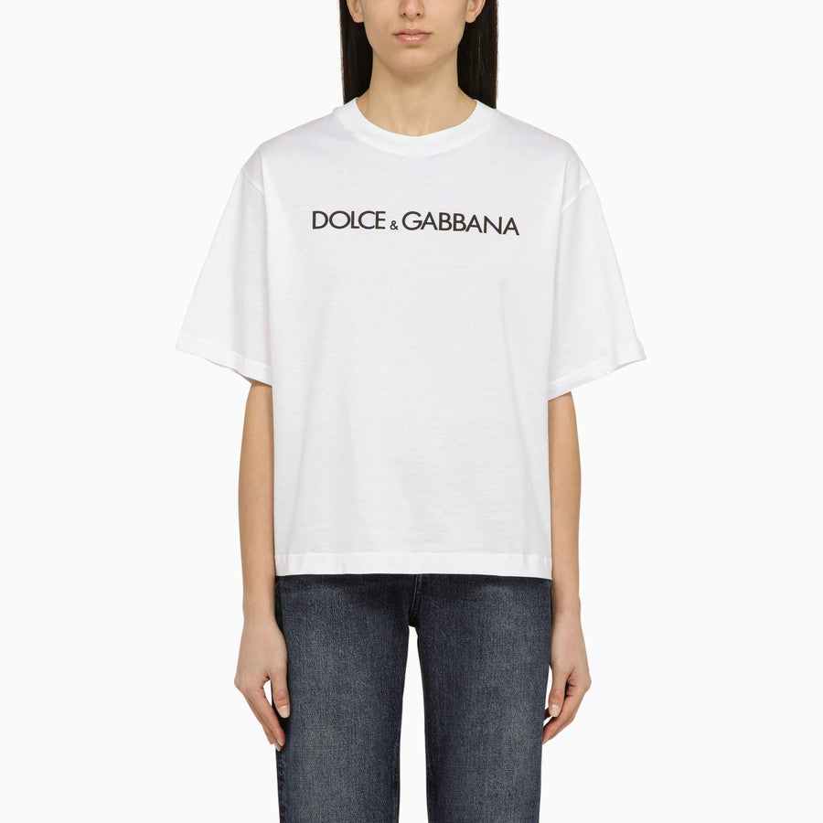 トップス dolce&gabbana I LOVE 2010 tee white Dolce&Gabbana White crew-neck T-shirt with logo in cotton