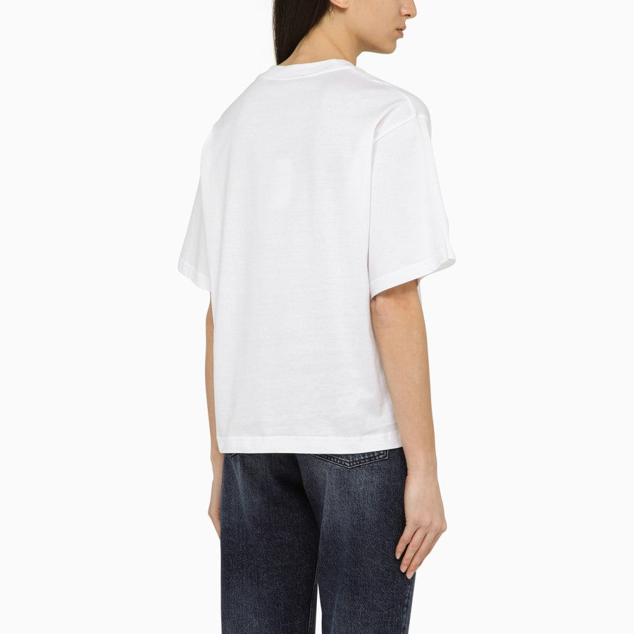 Dolce&Gabbana White crew-neck T-shirt with logo in cotton