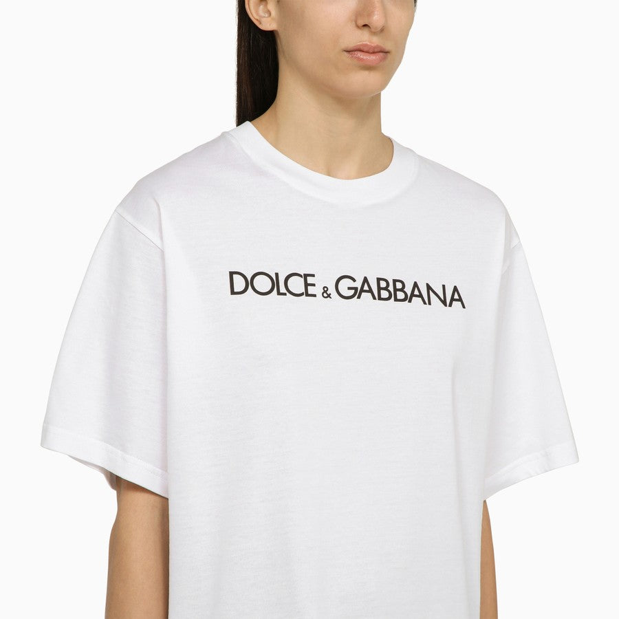 Dolce & Gabbana 半袖Tシャツ ホワイト Dolce&Gabbana White crew-neck T-shirt with logo in cotton