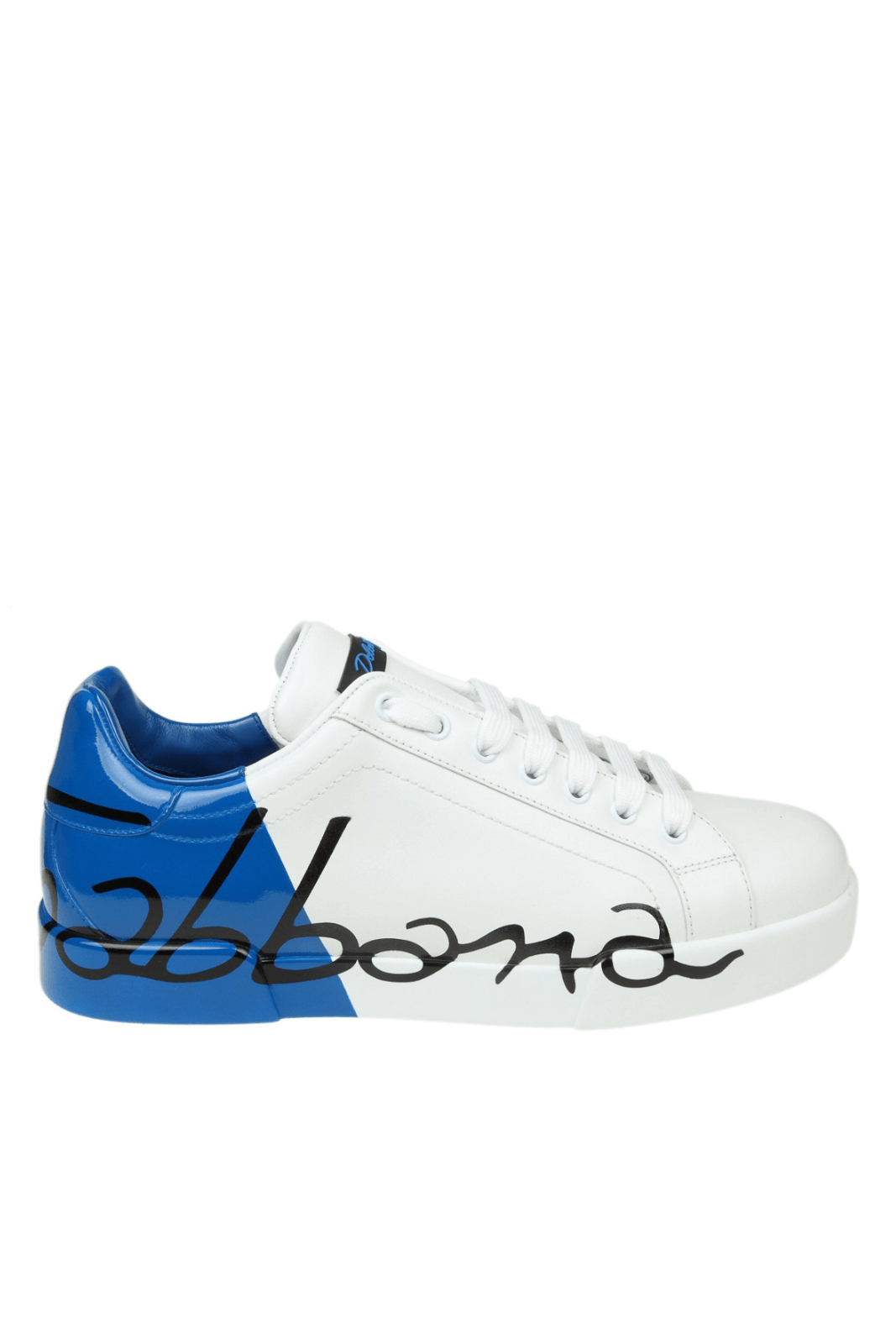 Dolce & Gabbana Portofino Two-tone Leather Sneakers In White and Blue