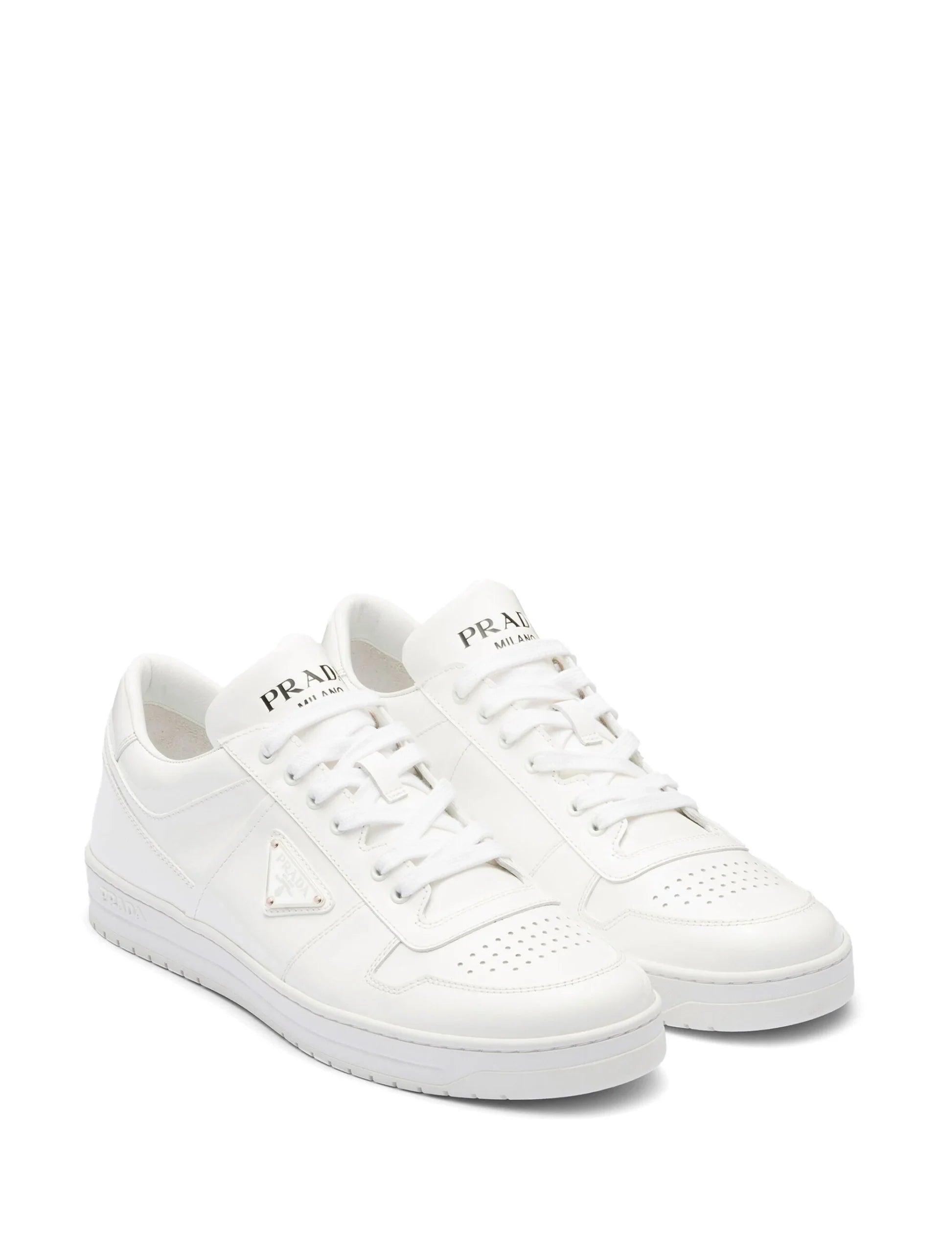Prada Downtown Leather Full White Logo sneakers for men