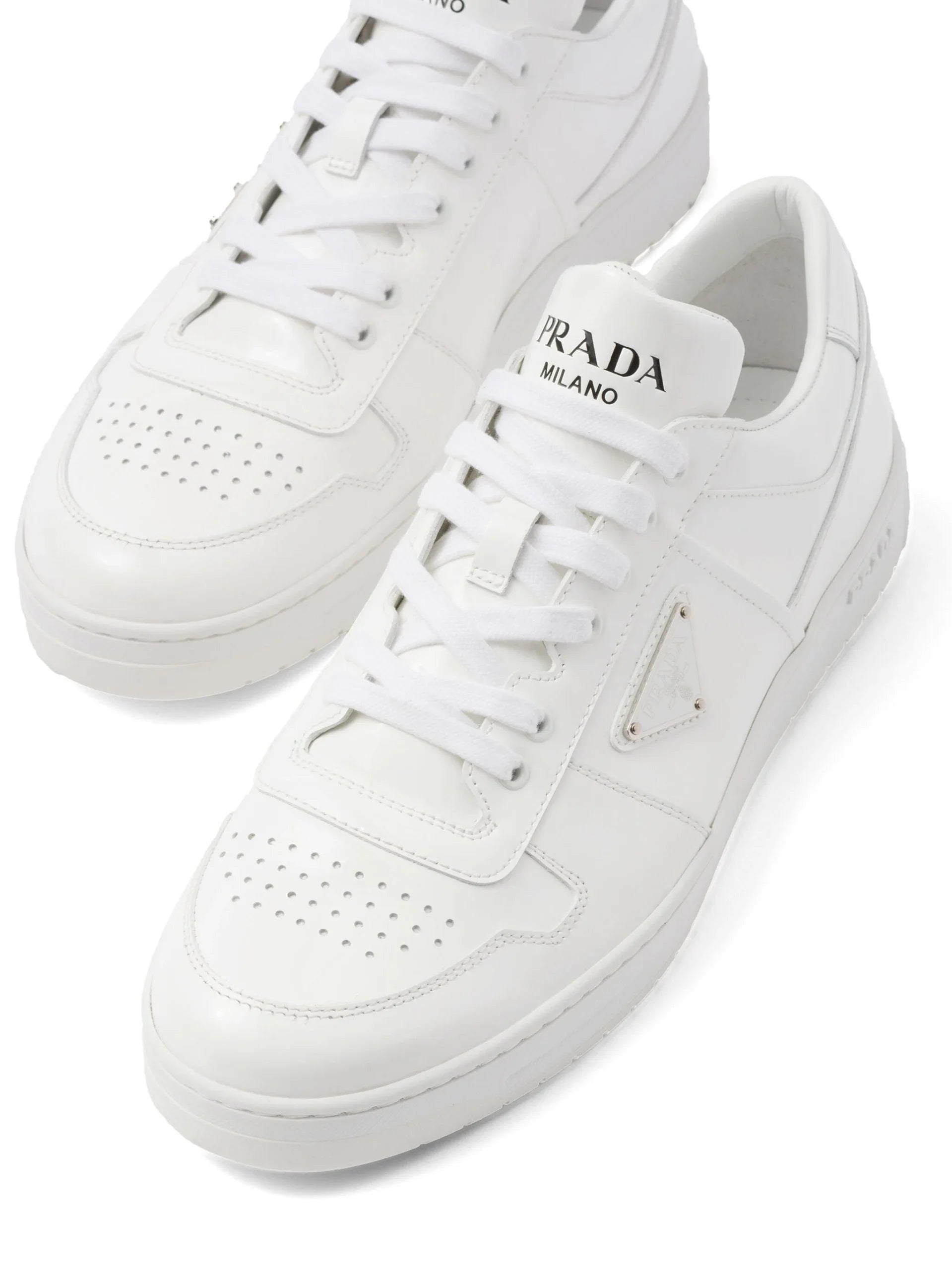 Prada Downtown Leather Full White Logo sneakers for men