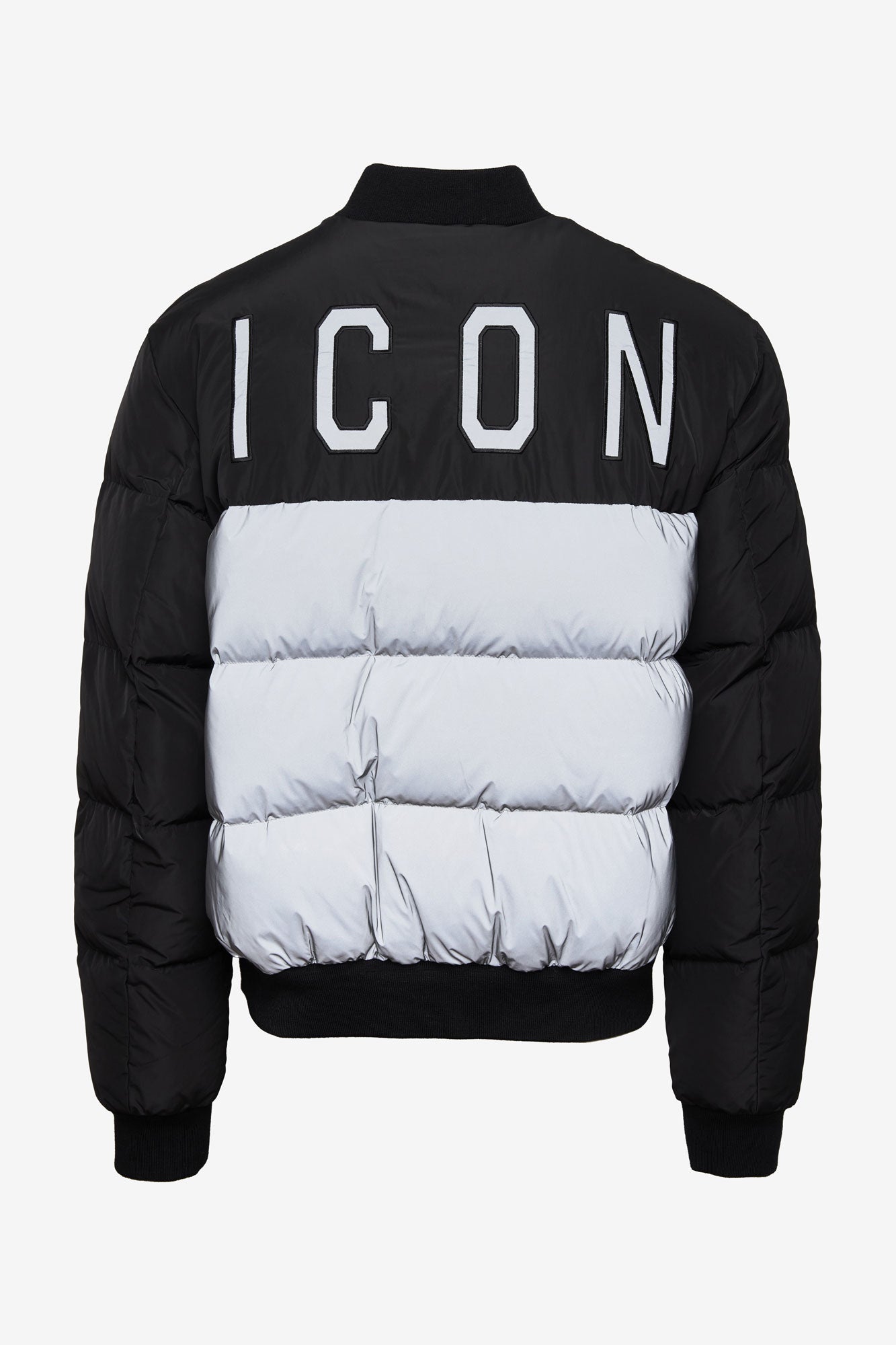 Dsquared2 Black short padded Puff Kaban bomber jacket with reflective back Dsquared2 Icon