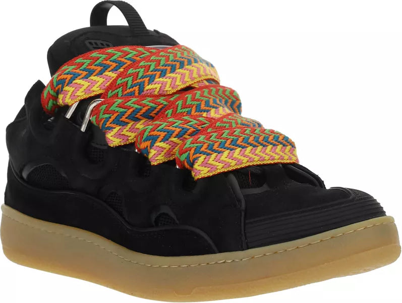 Lanvin Curb Leather Sneakers Black Multicolor for men