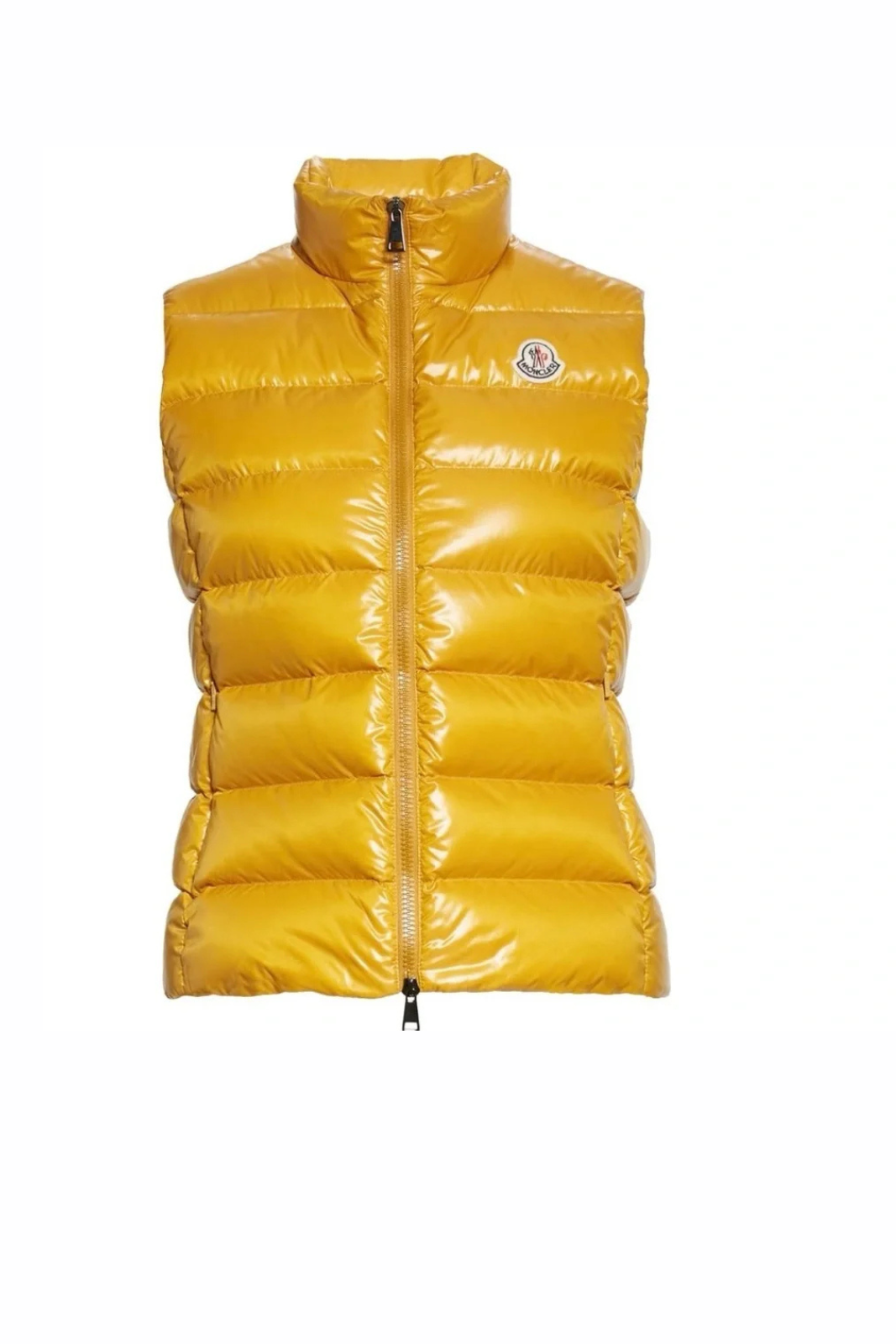 Moncler Ghany Shiny Nylon Down Vest Yellow