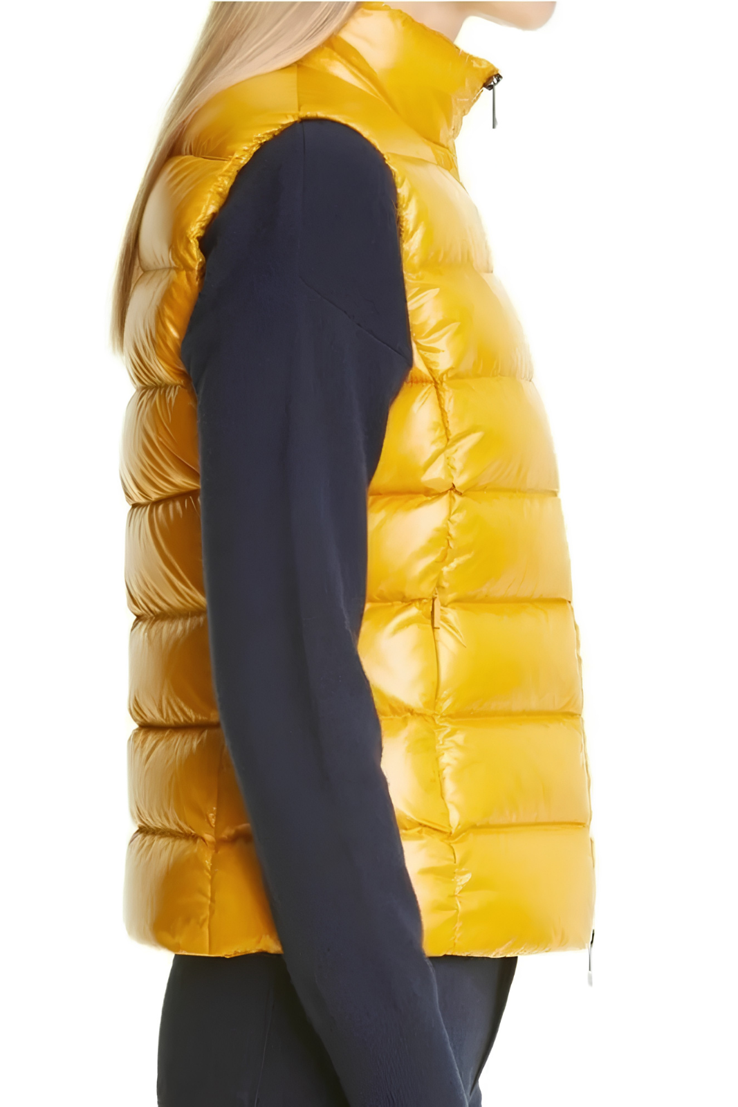 Moncler Ghany Shiny Nylon Down Vest Yellow