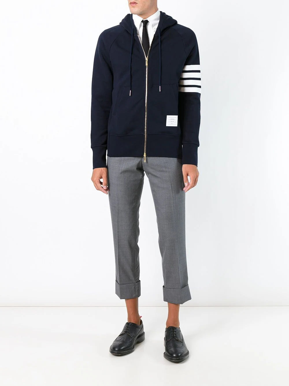 Thom Browne 4-Bar jersey zip-up hoodie