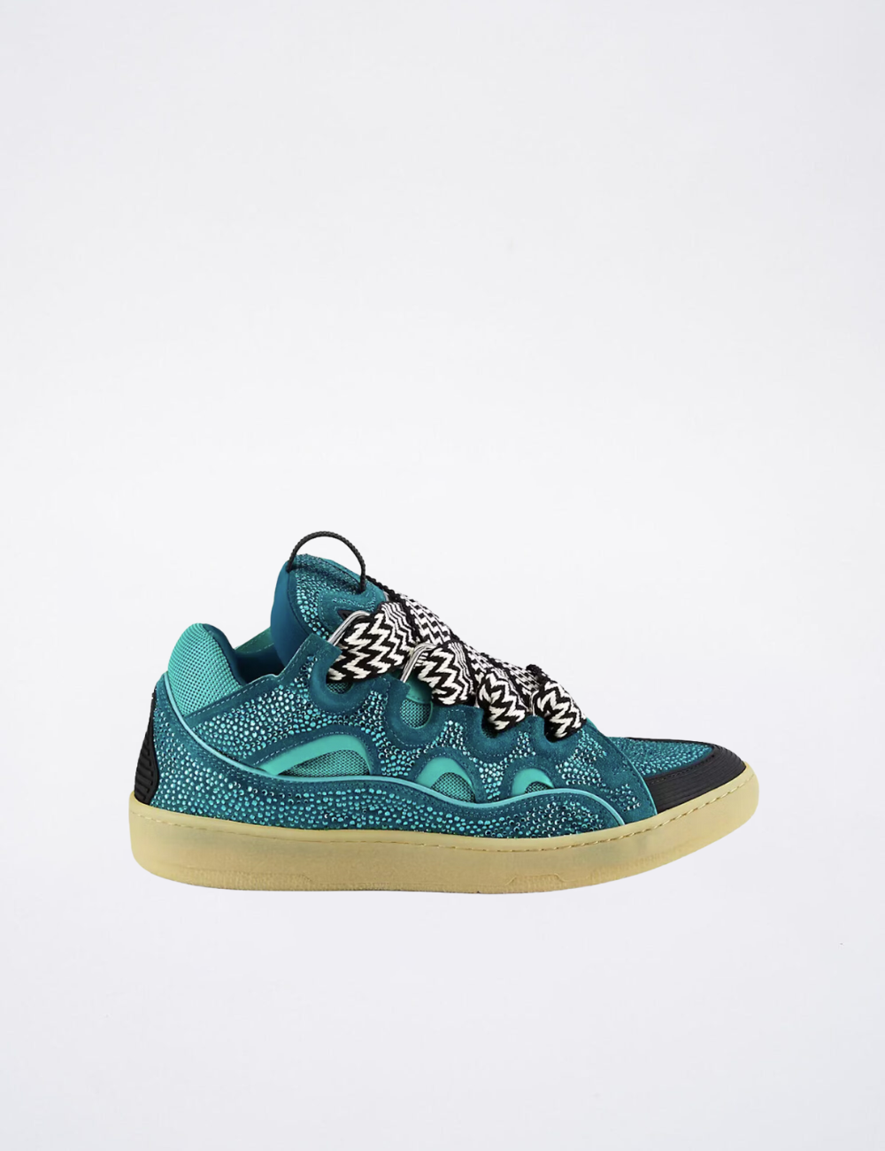 Lanvin Leather Curb Crystal Petrol Blue