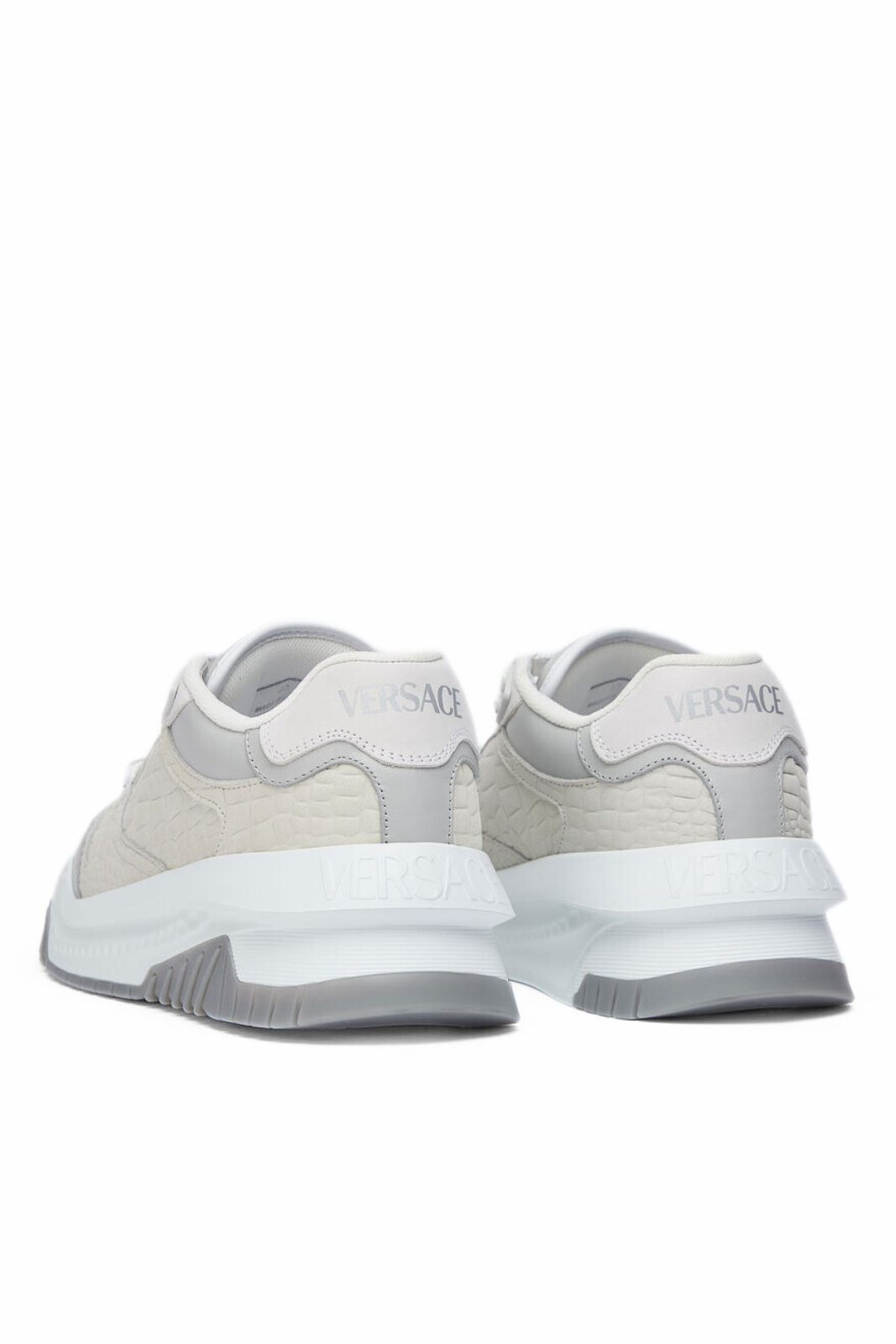 Versace Odissea Platform Casual Sneakers in Cowhide Leather Grey