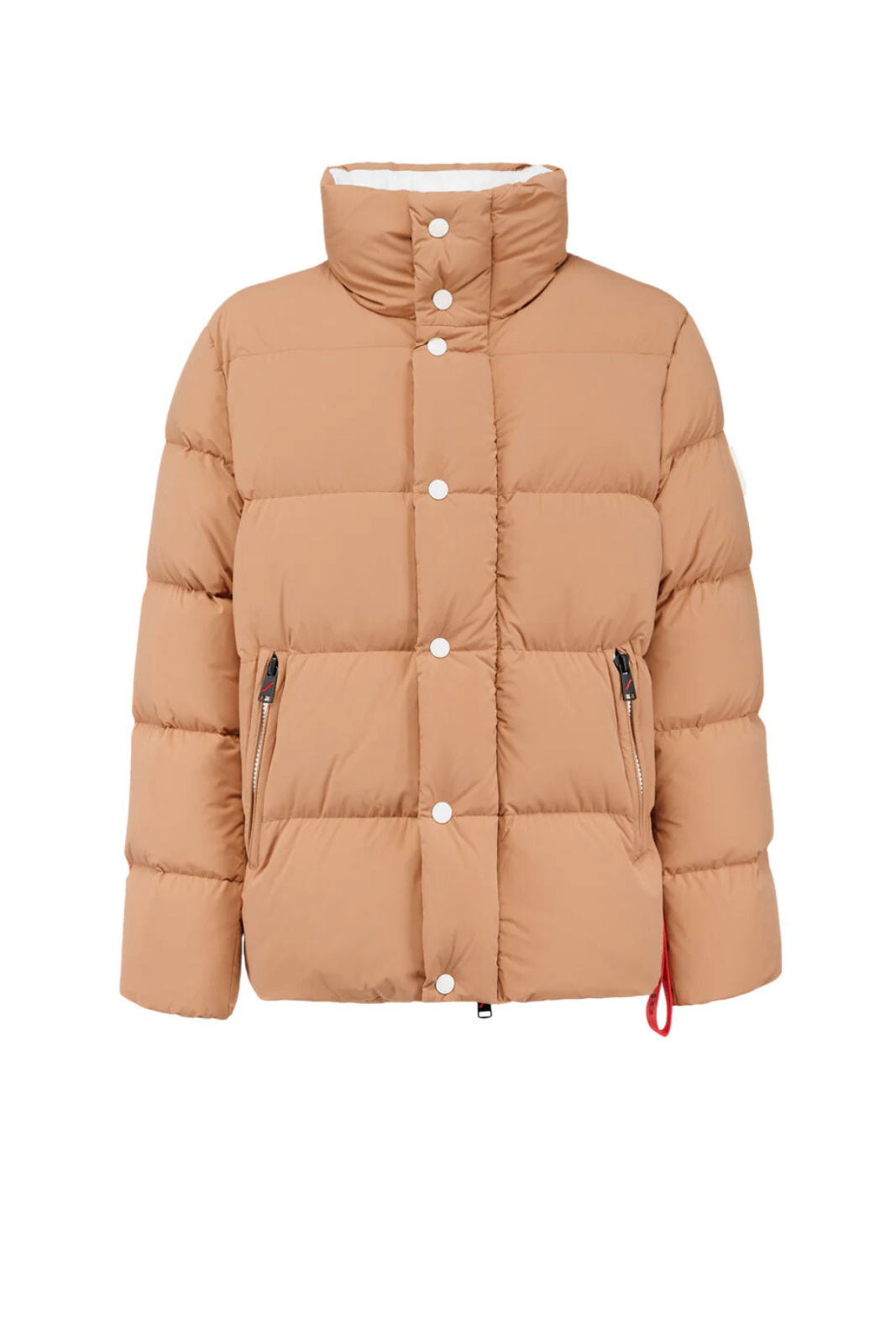 After Label Short Down Jacket with High Collar in Brown Matte Nylon