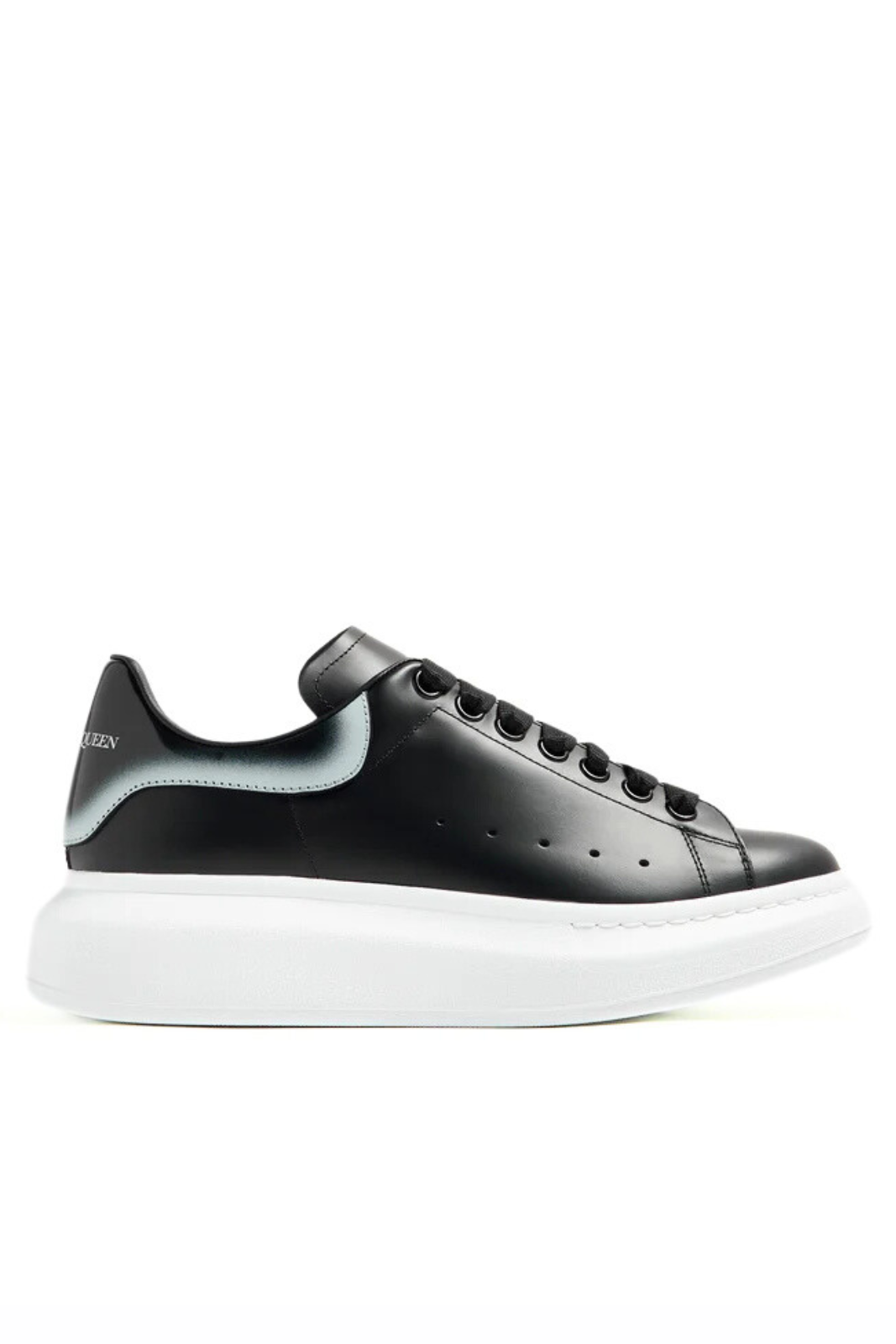 Alexander McQueen Oversized Faded Heel Black Silver Sneakers