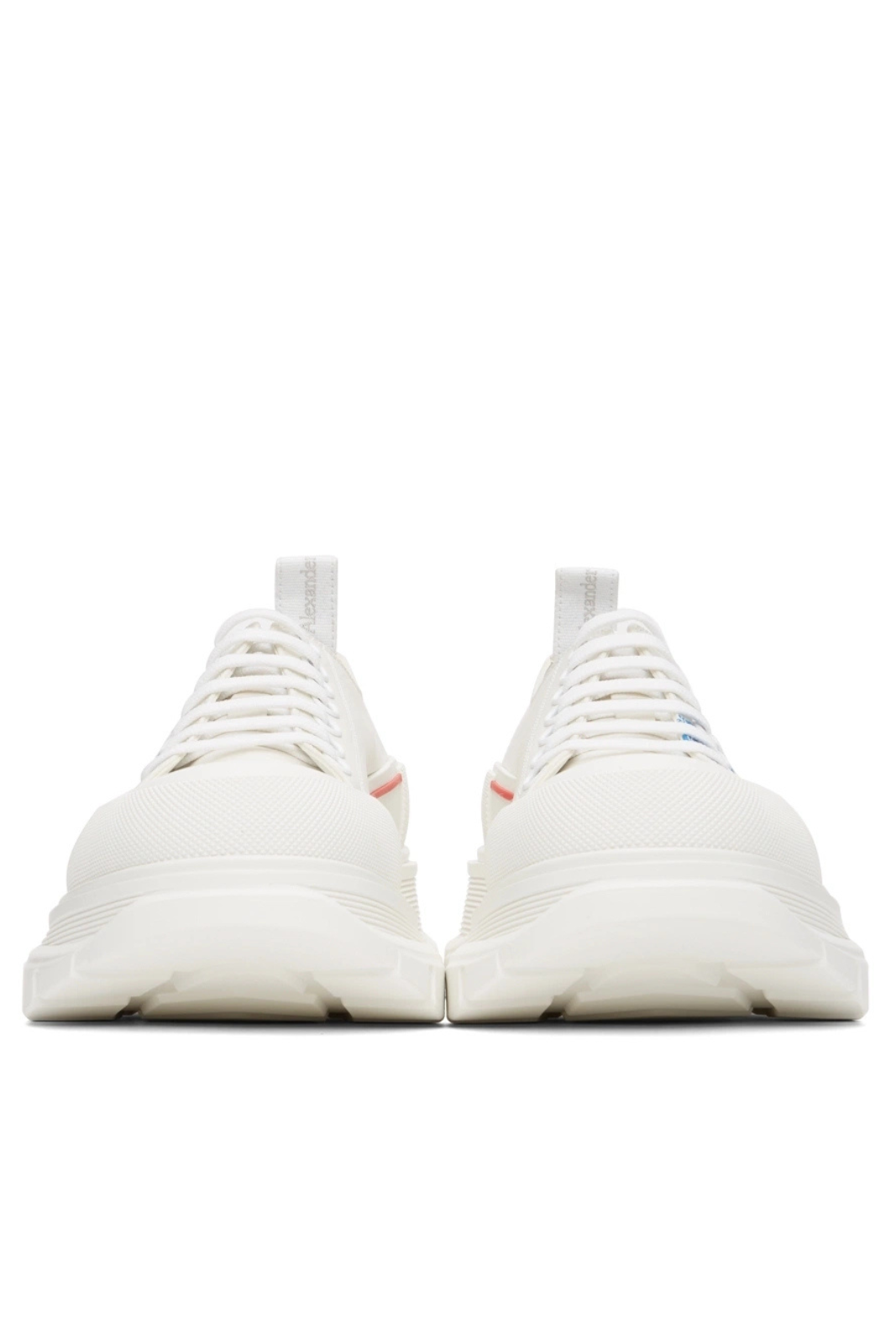 Alexander McQueen White & Blue Tread Slick Graffiti Sneakers