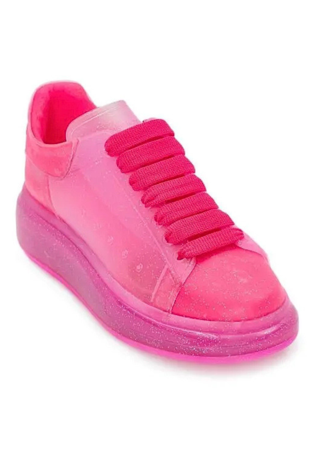 Alexander McQueen Oversized Glitter Rubber Sneakers Pink