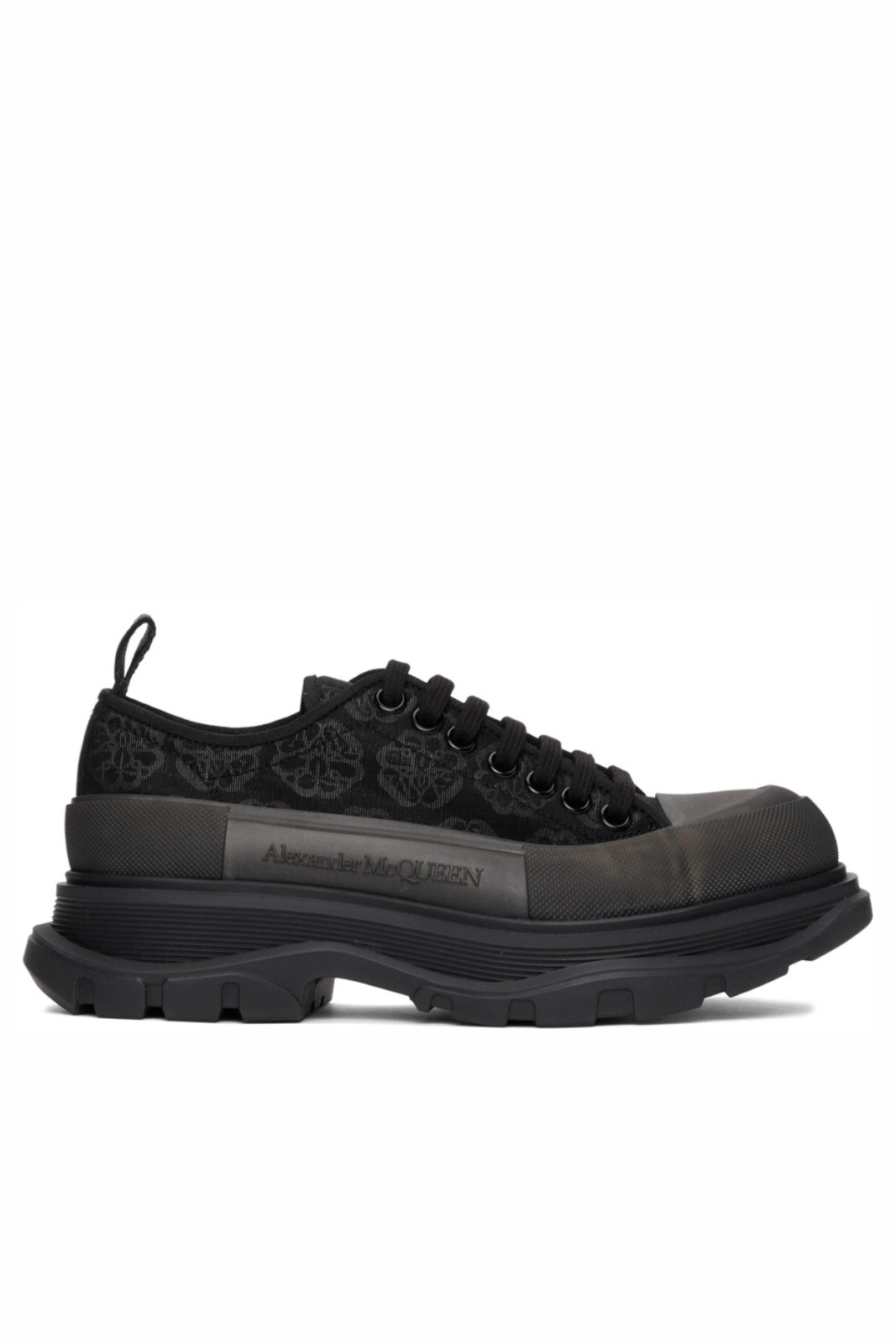 Alexander McQueen Black Floral Tread Slick Low Sneakers