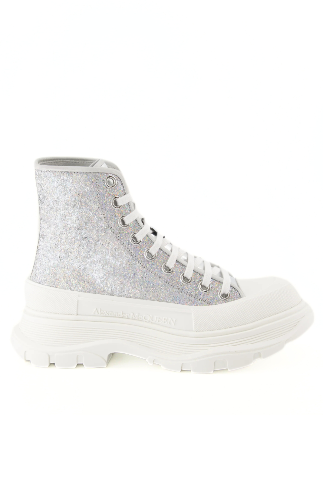 Alexander McQueen Bottines Tread Slick White Silver