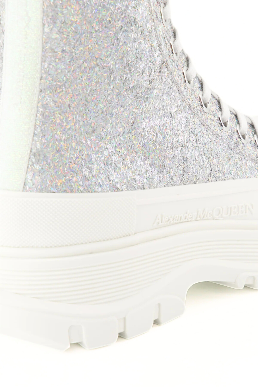 Alexander McQueen Bottines Tread Slick White Silver
